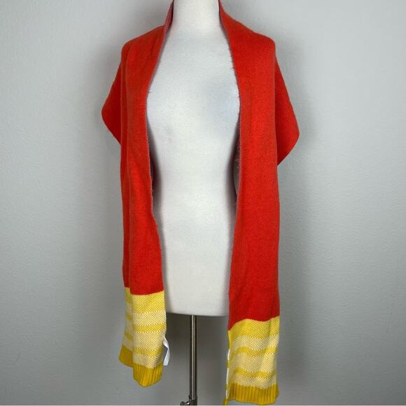 Anthropologie Orange Yellow Stripe Scarf - Picture 5 of 8